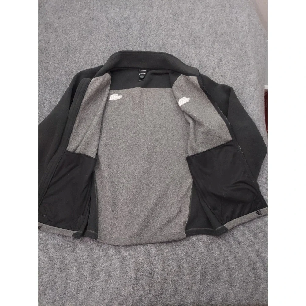 THE NORTH FACE Jacket Mens Large Black Gray Full Zip Mock Neck Fleece logo